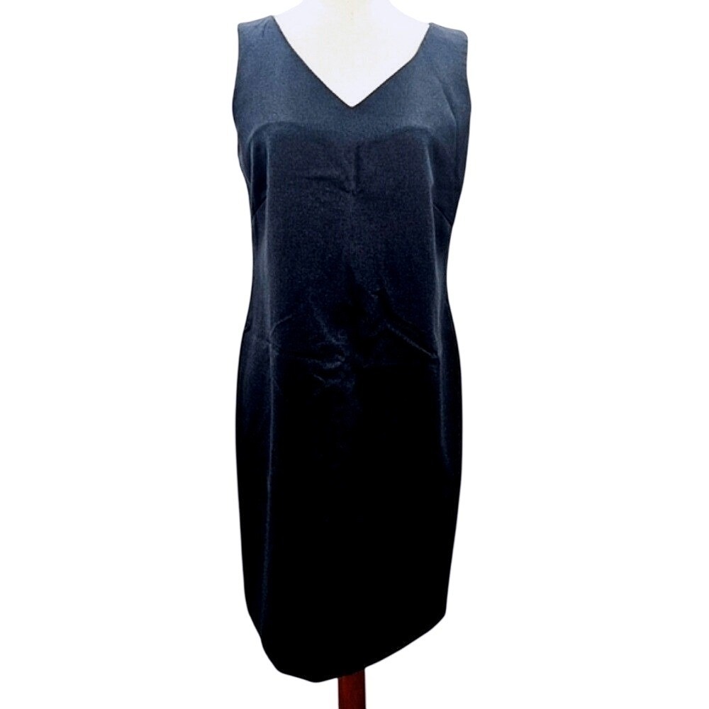 VIRGO‎ Women's Sleeveless V Neck Sheath Dress Black Size 6 Work Office